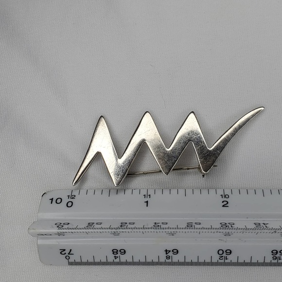 Vintage Sterling Silver Signed Stamped 925 Mexico ZigZag Lightning Brooch Brooch - Picture 9 of 9